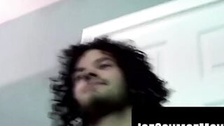 Two amateurs flood mature gays mouth with hot jizz