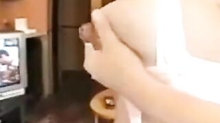 Asian Amateur With Big Tits & Nipples Lactates Milk Rain