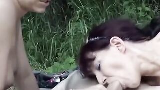 German Couple's Threesome Fun by the River
