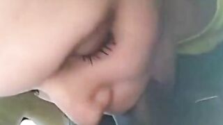 Interracial Car BJ with a Mouthful Ending