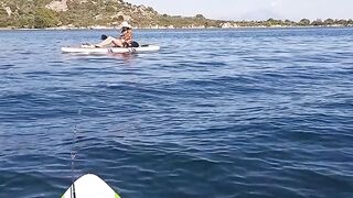 Public Flashing: Butt Plug & Pussy Exposed for Yachts & Fishermen