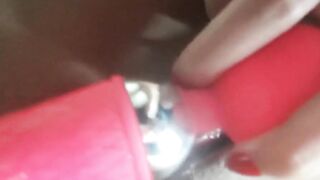 Wet Pin-up Girl Plays with Her Sex Toy