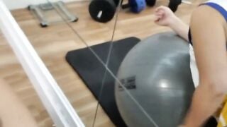 Threesome Interracial Anal Sex in University Gym with Big Tits