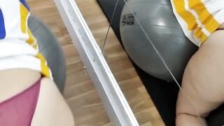 Threesome Interracial Anal Sex in University Gym with Big Tits