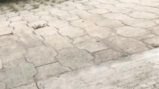POV twisted Japanese girls outdoor piss from holding failure