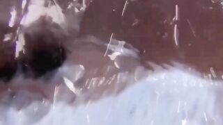 POV twisted Japanese girls outdoor piss from holding failure