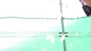 POV twisted Japanese girls outdoor piss from holding failure