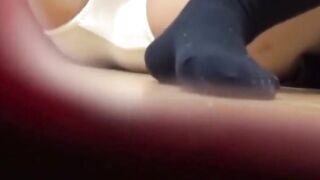 Lens peeks at Japanese cutie harshly toying her tight twat