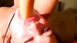 Silent Webcam Blowjob with Dildo