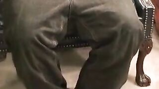 Mature stud lies down and pulls on his stiff shaft