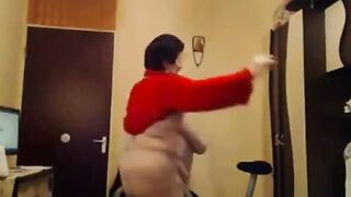 Big-Titted BBW Granny Dances on Webcam