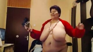 Big-Titted BBW Granny Dances on Webcam