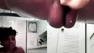 Black Girl Squirts with Sex Toy on Cam