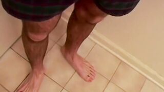 Handsome Clyde worships feet before solo masturbation