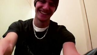 Handsome Clyde worships feet before solo masturbation