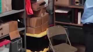 Skinny delinquent stud swallows officers huge black cock deep