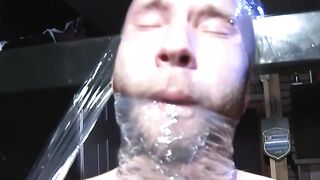 MuscleJockBound.com - Drake Jaden drained of cum in plastic wrap
