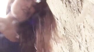 Bad Japanese vixens splash hot streams peeing in the open air