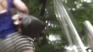 Bad Japanese vixens splash hot streams peeing in the open air