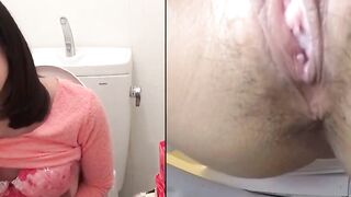 Asian gal pauses shopping to finger herself to squirt