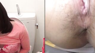 Asian gal pauses shopping to finger herself to squirt