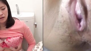 Asian gal pauses shopping to finger herself to squirt