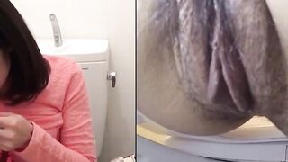 Asian gal pauses shopping to finger herself to squirt