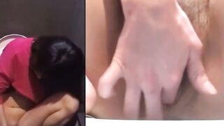 Hot Japanese spend solo time fingering pussy to squirt