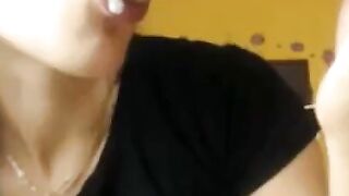 Big-Titted Whore Deepthroats Her Dildo on Webcam