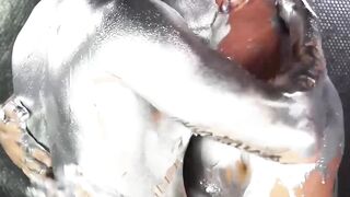 Yoshi Kawasaki and daddy Shusaku breed hard in silver paint