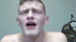 MilitaryHunk.com - Inked soldier rides his roommate raw after deepthroating him with