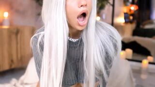 Babe Dirty Talking While Sucking Her Dildos