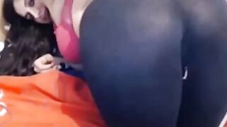 Russian Girl Teases in Spandex Yoga Leggings - Webcam Show
