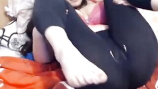 Russian Girl Teases in Spandex Yoga Leggings - Webcam Show