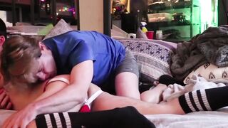 Young twink endures hardcore bareback drilling and throat
