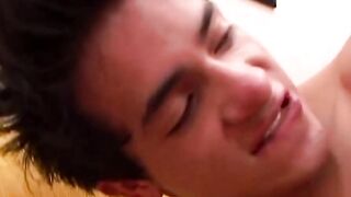 Slim Latino drills man's ass and paints him with cum