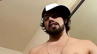 Bearded thug pumps hairy shaft till finish