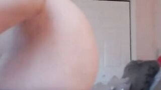 Big-Breasted Coed Rides Her Sex Toy on Webcam