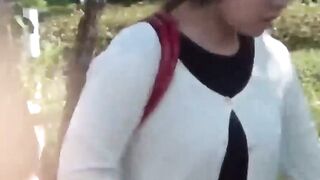 Unaware of lens pure Asians urinate in outdoor settings