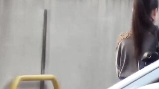 Unaware of lens pure Asians urinate in outdoor settings