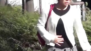 Unaware of lens pure Asians urinate in outdoor settings