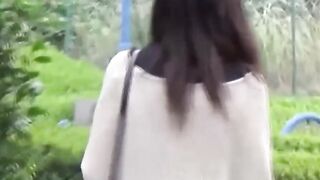 Clueless of creep filming this Japanese babe pisses public