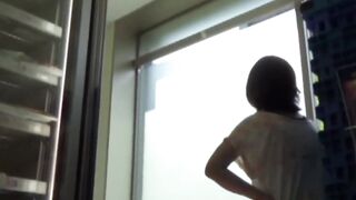 Camera watches Japanese ladies pee in a cramped restroom