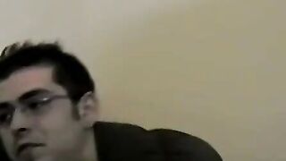 JoeSchmoeXXX.com - Nerdy amateur with glasses strips to jerk off until he cums forcef