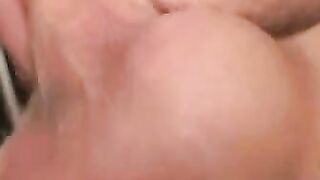 Hairy chested mature lad jerks his thick erection