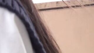 Japanese schoolgirls piss their panties on stairs and flaunt it wet