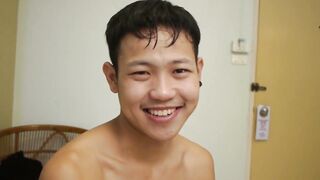 Cute Asian twink's tight hole stretched by thick raw cock