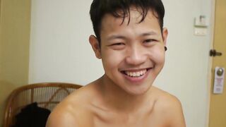 Cute Asian twink's tight hole stretched by thick raw cock