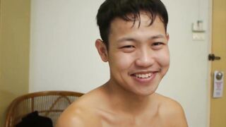 Cute Asian twink's tight hole stretched by thick raw cock