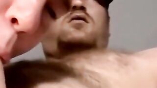 Two young amateurs wank as fat perv services cocks